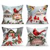 45X45Cm Vintage Red Bishop Christmas Pillowcase Bedroom Cushion Cover 100% Polyester Living Room Cushion Pillowcase Home Decor