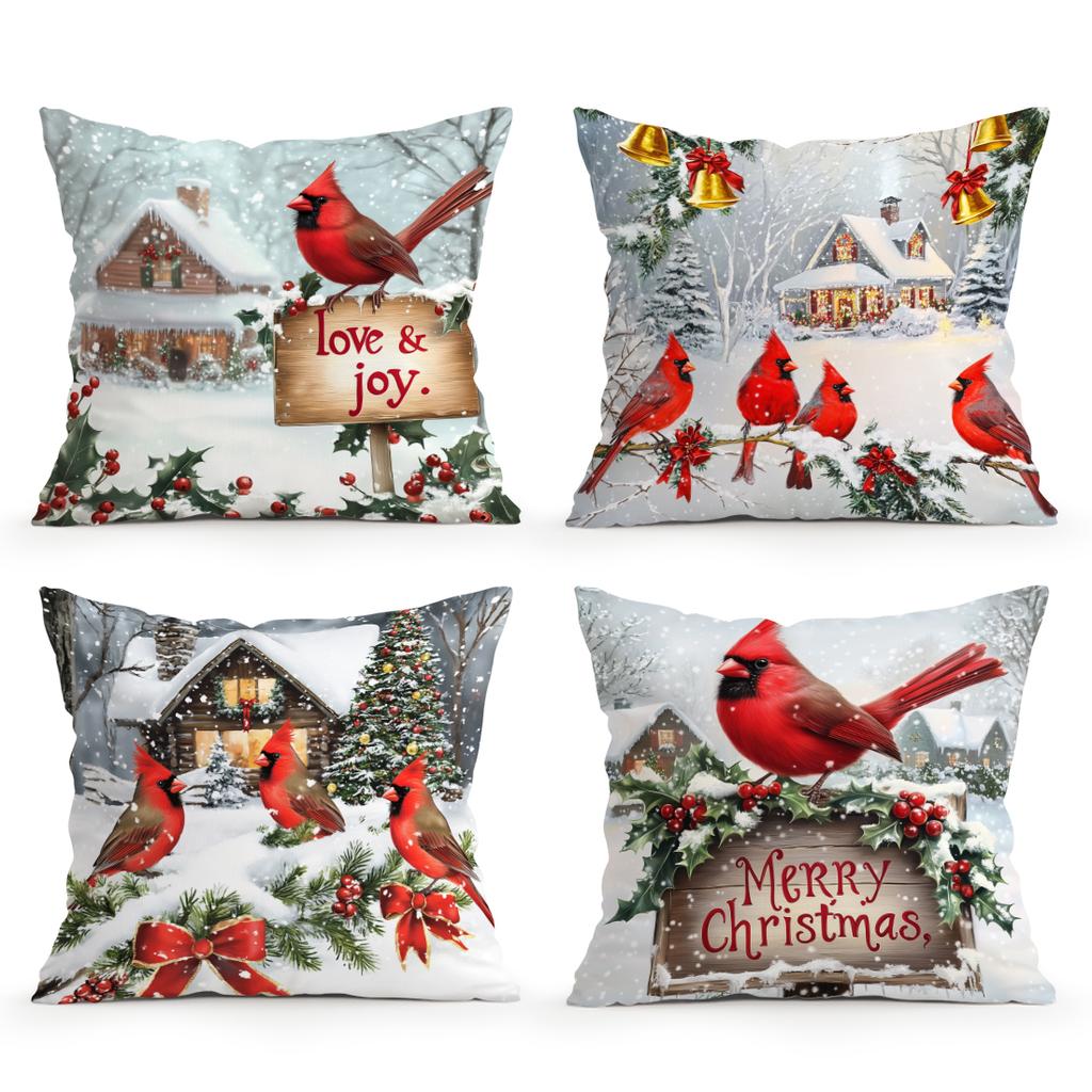 45X45Cm Vintage Red Bishop Christmas Pillowcase Bedroom Cushion Cover 100% Polyester Living Room Cushion Pillowcase Home Decor