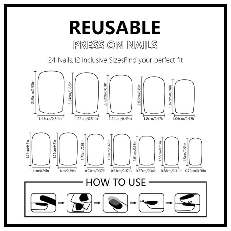 Square False Nail French Tip Press on Nail Full Cover Fake Nail Independence Day Glues on Nail Patriotic False Nail