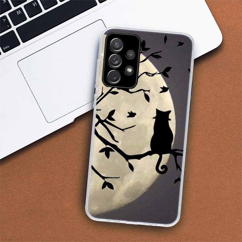 Black Cat Cartoon Cute Phone Case For Samsung Galaxy A55 A54 A53 A52 A15 A14 A13 A12 A35 A34 A33 A32 A25 A24 A23 A22 A04S A03S A