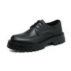 New leather shoes casual British style round head youth design sense thick sole heightening small leather shoes