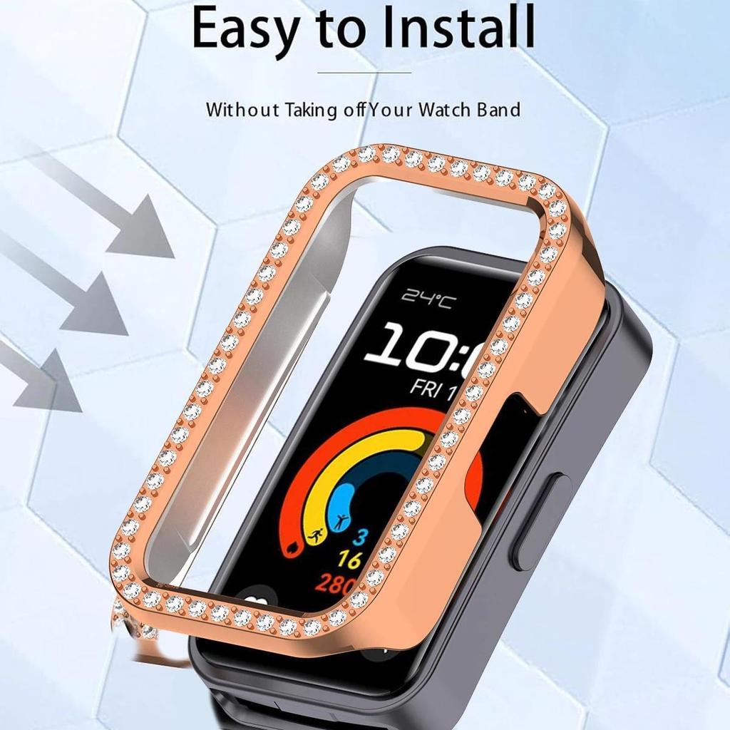 Diamond Case for HUAWEI Band 10 9 8 Accessories All-Around Hard Hollow PC Bumper Frame shell Cover for huawei band10 band9 band8