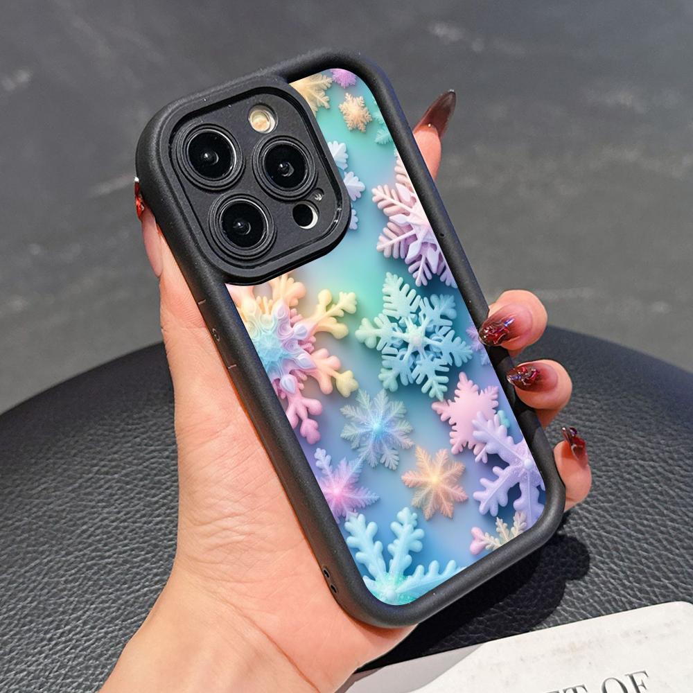 Winter Snowflake Mobile Cell Phone Case for iPhone 17 16 15 14 13 12 11 Air Pro Max Plus Thicken TPU Colorful Cover Luxury Cover