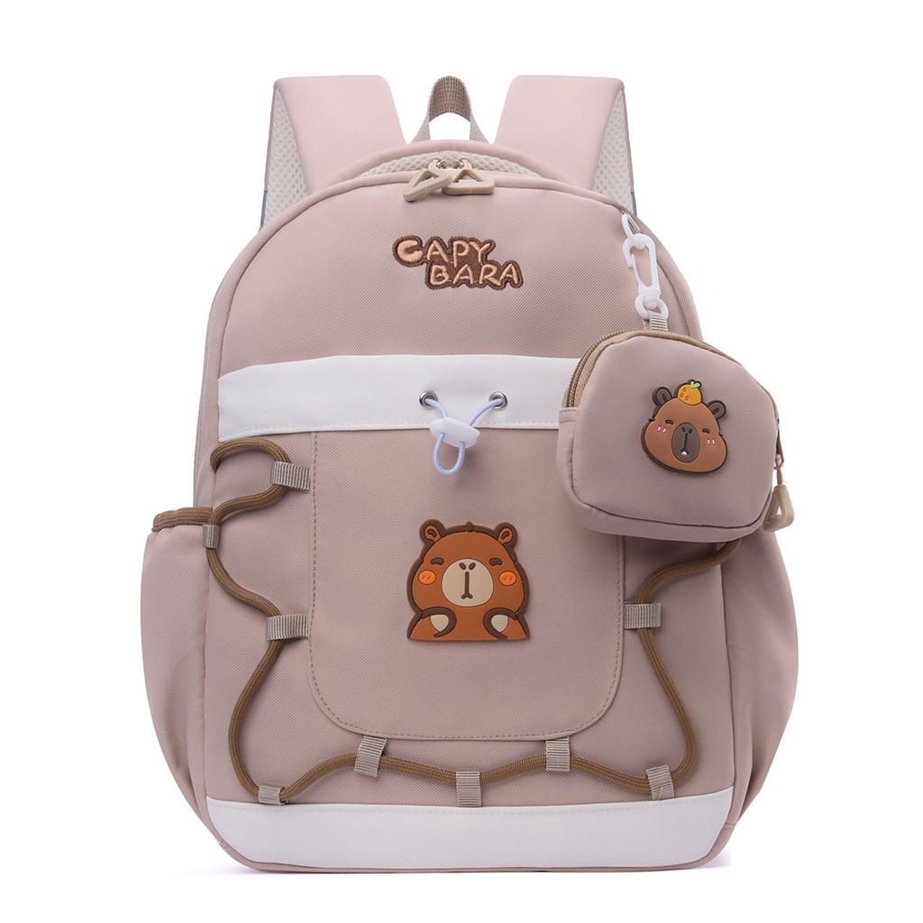 Capybara Childrens Cartoon Style Nylon Backpack With Lightweight Design For School Use