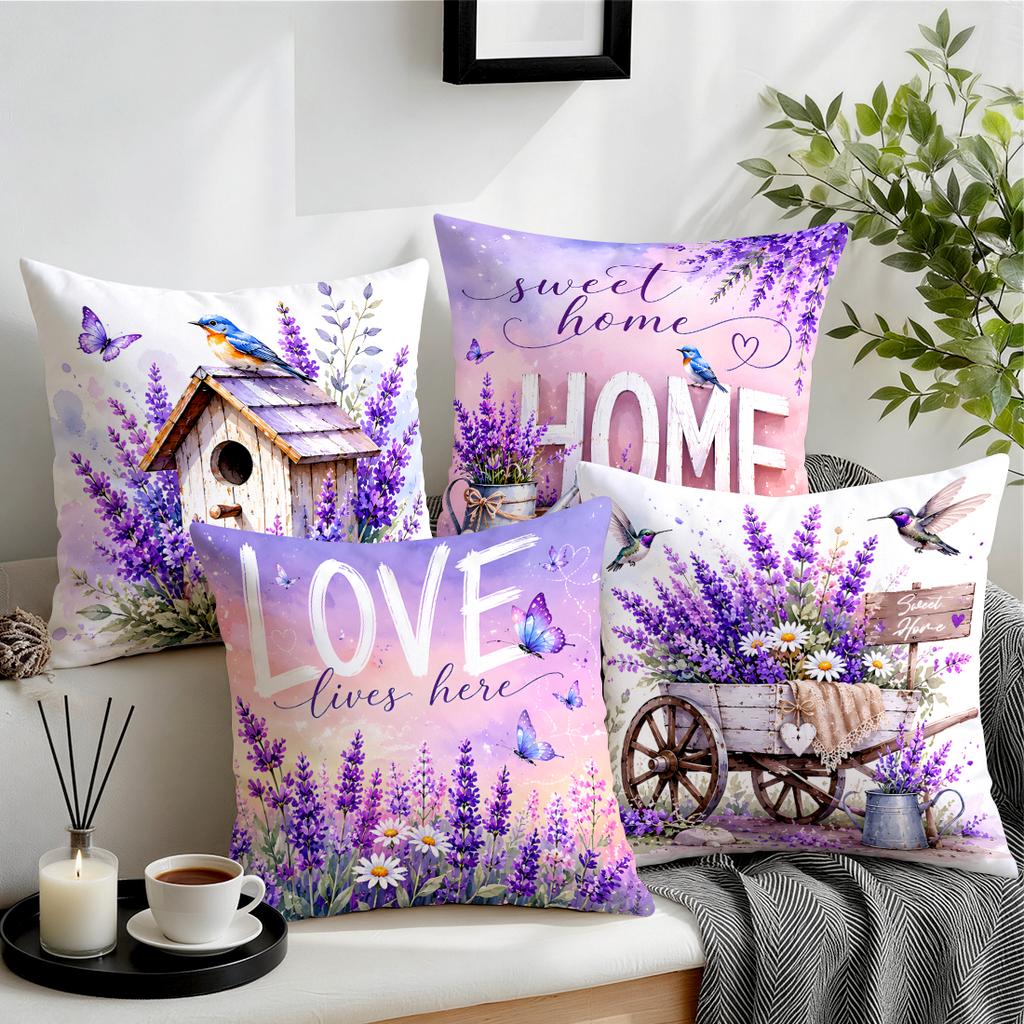 Lavender Flower Language Series Cushions Pillowcase Polyester Cushion Cover Throw Pillow Pillowcover Home Car Sofa Decor