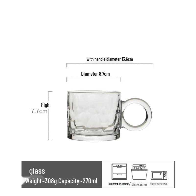 Shangqi Light Luxury Glass Mug with Large Handle