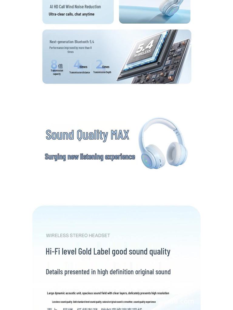 SD-04 Wireless Bluetooth Over-Ear Luminous Bass Gaming Headset