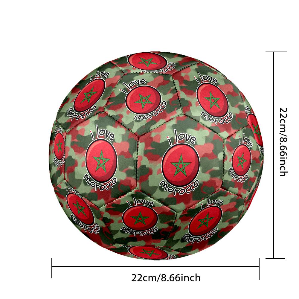 Morocco Football Printed Size 5 Soccer Ball Wear Resistant Standard Adult Training Football Fan Gift for Indoor Outdoor Match Sports
