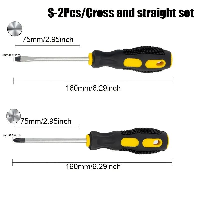 Massage Handle Screwdriver, Flat/cross Screwdriver, Rubber Coated Wear-resistant Handle, Anti Slip