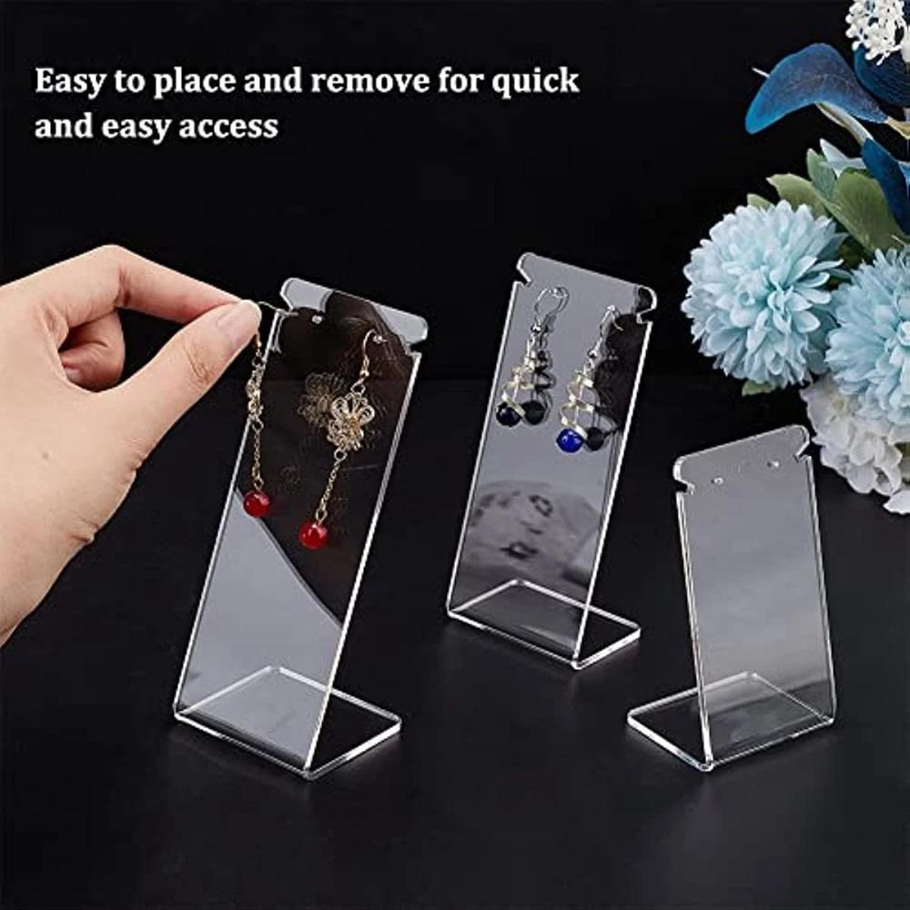 10pcs/set L-shaped Transparent Acrylic Jewelry Stand Earrings Necklace Storage Stand Display Cabinet Retail Jewelry Display Rack
