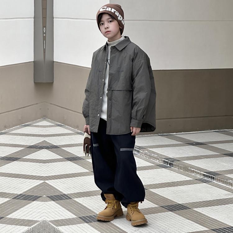 

Мальчиковая клетчатая куртка с длинным рукавом Осень/Зима 2025 - Толстая, модная, повседневная рубашка для детей 170 cm зелёный