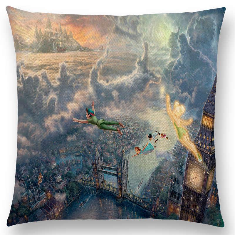 Home Decor Rustic Oil Painting Cushion Cover Beautiful Landscape Castle Lighthouse Sofa Pillow  Bedroom