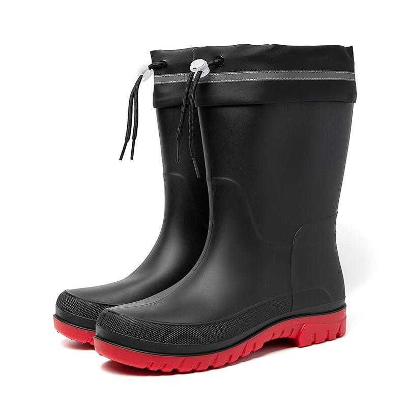 shoes men's non-slip bundle mouth medium and long tube waterproof household water boots camping fishing water shoes catching the sea rubber shoes