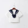 Navy Collar White Sailor Suit JK Uniform Set with Skirt