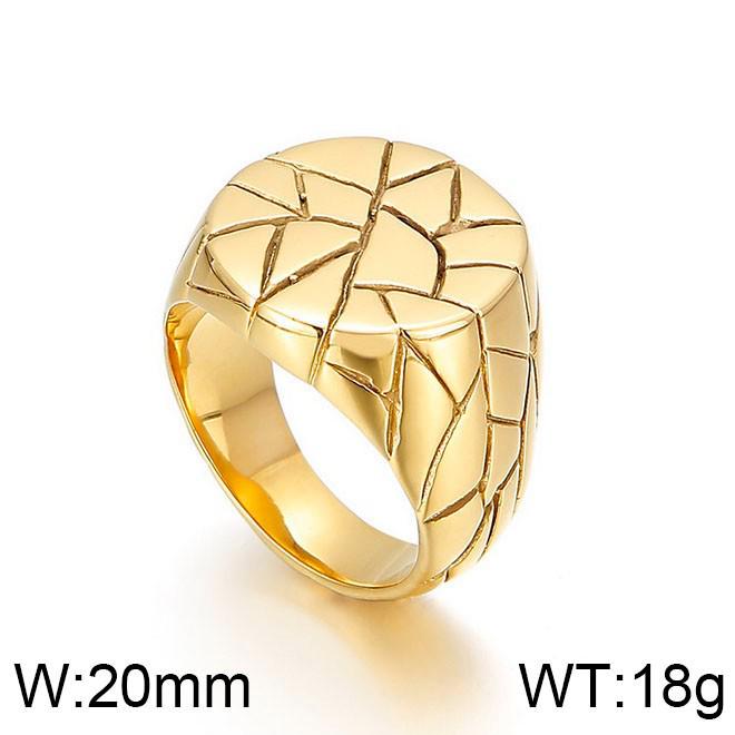 Geometrischer runder Titanstahlring mit graviertem Logo - Polierter Edelstahl für Männer & Frauen, Kalter Stil