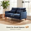 2 Seater Sofa Loveseat Sofa With Spring Cushions Wide And Deep Seat Wood Legs Blue
