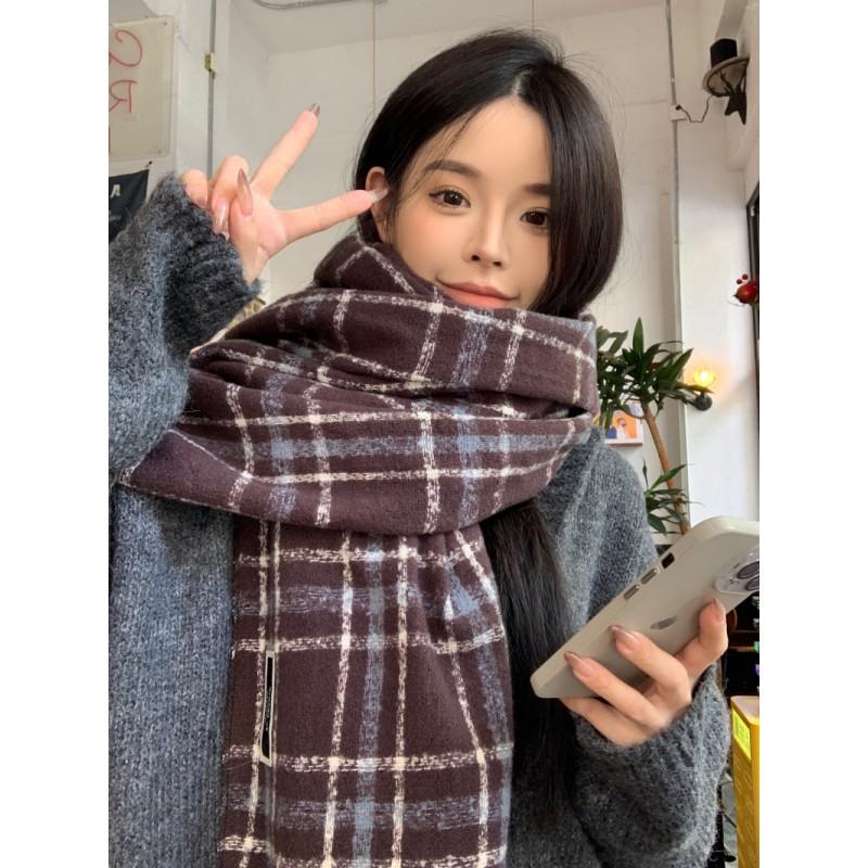 Unisex Extra Long Winter Scarf Couples Warm Knitted Shawl With Tassels Plaid Students Gift