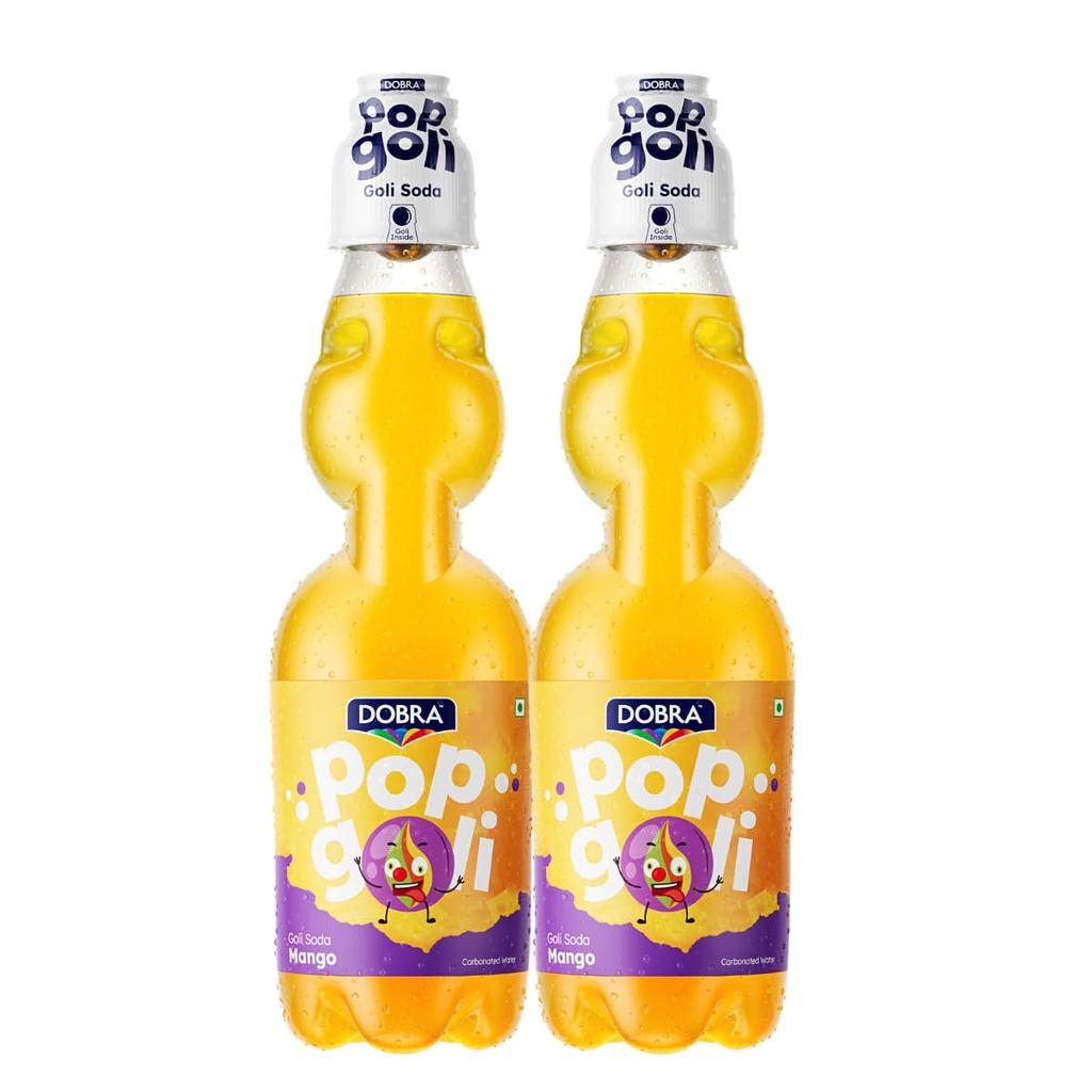 Dobra Pop Goli - Mango Flavour | Goli Soda |Marble Soda |Banta | Fizzy Mocktail Mix | Pack of 2 | 2 X 225ml