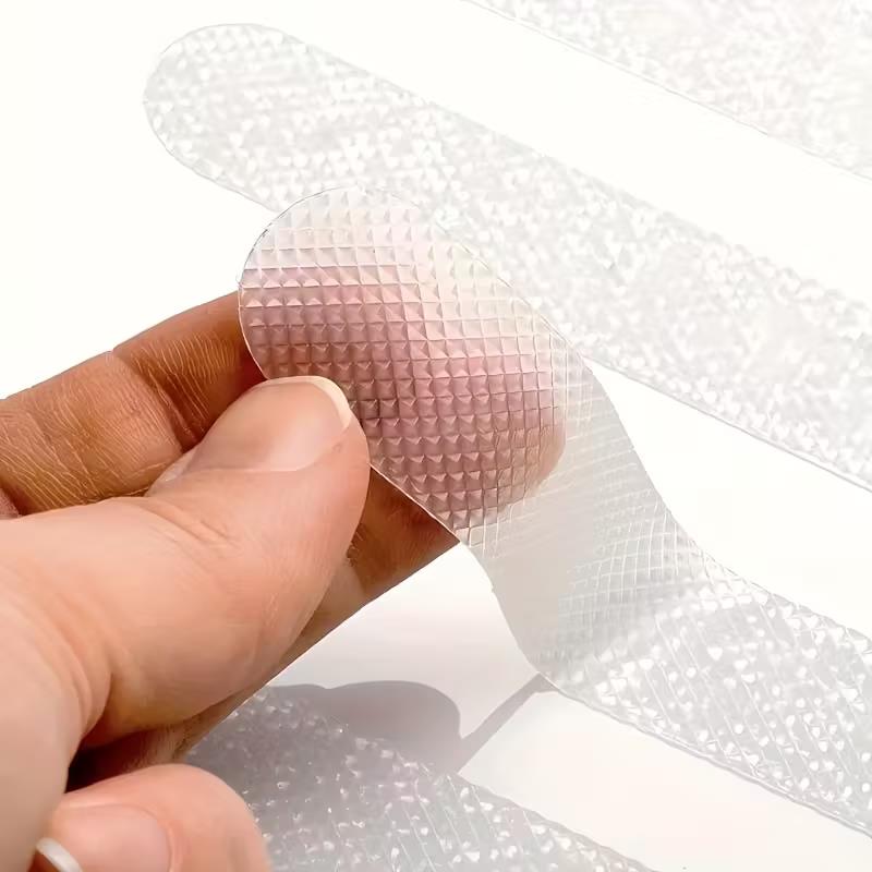 10pcs Anti-Slip PEVA Strips, Washable Transparent Self-Adhesive for Bathroom, Steps, Stairs - Safety Grip