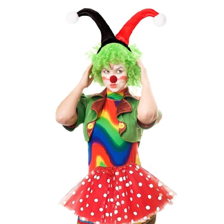 Clown Hat Clown Headband Clown Nose Clown Skirt Clown Cosplay Accessories for Women Halloween Christmas Cosplay Party
