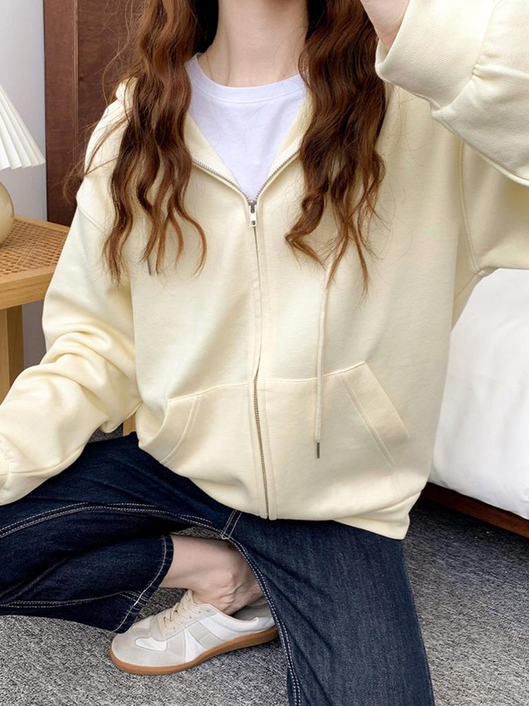 Autumn Winter New Fleece Hooded Red Sweatshirt Women's European Style Special Edition Top Coat