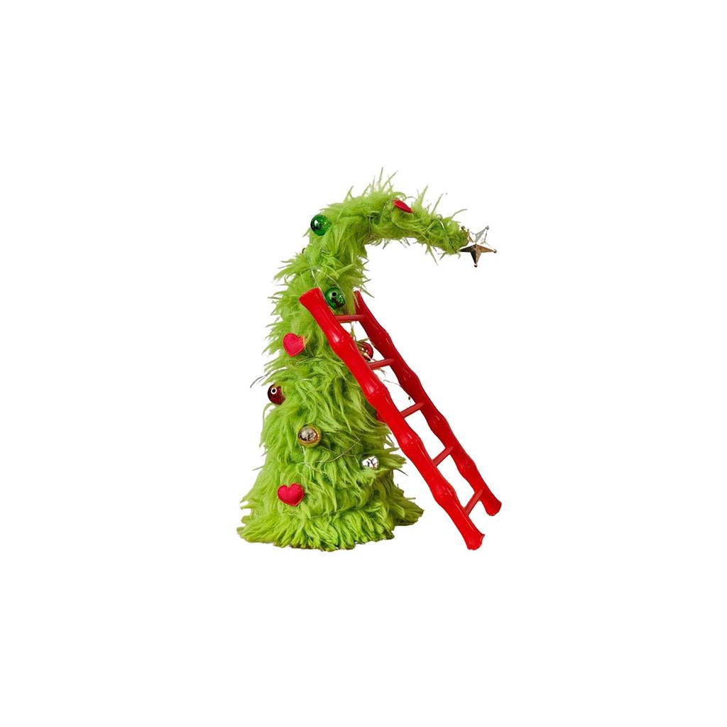 Green Christmas Tree, Small Desktop Lighted String With Ladder, Plush Christmas Tree For Desktop Decoration Suitable For Home