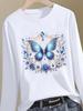 (Asian Size) butterfly style cute Graphic Tee o-neck Print T Shirt Casual Clothing Women autumn winter spring Fashion Top Long Sleeve T-shirts