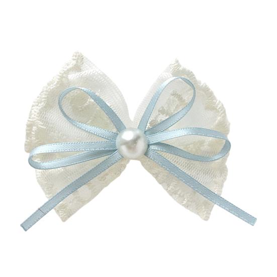 Hairpin Embroidery Lace Ribbon Bowknot Decor Hair Clip with Imitation Pearls Bangs Ponytails Buns Hair Accessories