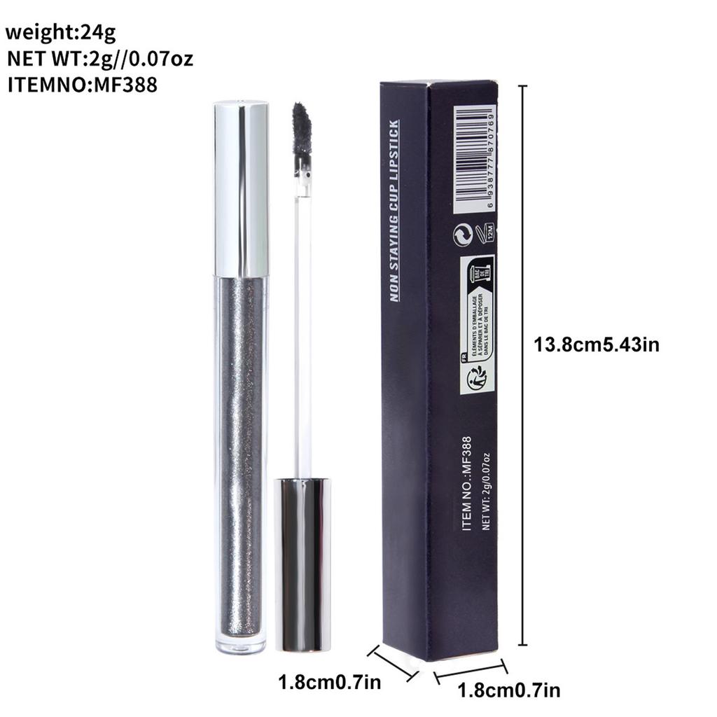 1 Piece Long Lasting Waterproof Liquid Lipstick High Pigment Glitter Lip Gloss Non Stick Transfer Smudge Proof Moisturizing Lip Makeup