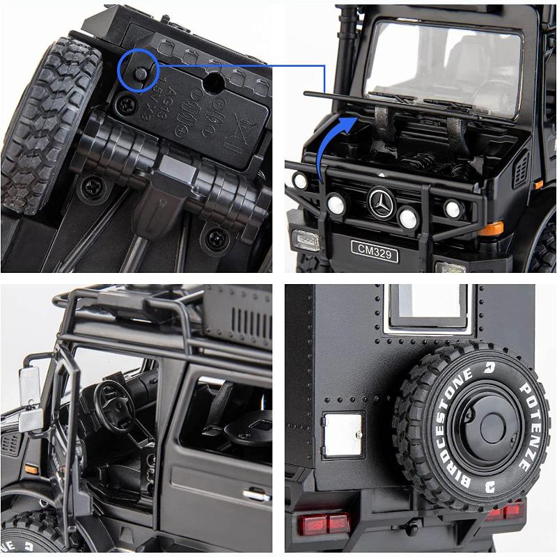 1:Model auta Benz Unimog v měřítku 28, Autíčko s tlakovým odléváním, Otevřené dveře, Světlo a zvuk, Chlapci Hračky Děti Dospělí Dárky