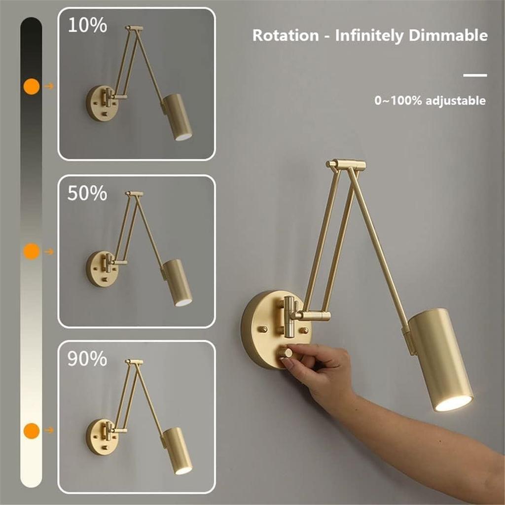 Led Dimmable Wall Lamp Bedroom Bedside Reading Light Folding Telescopic Switch Modern Creative Study Rocker Wall Light Fixture