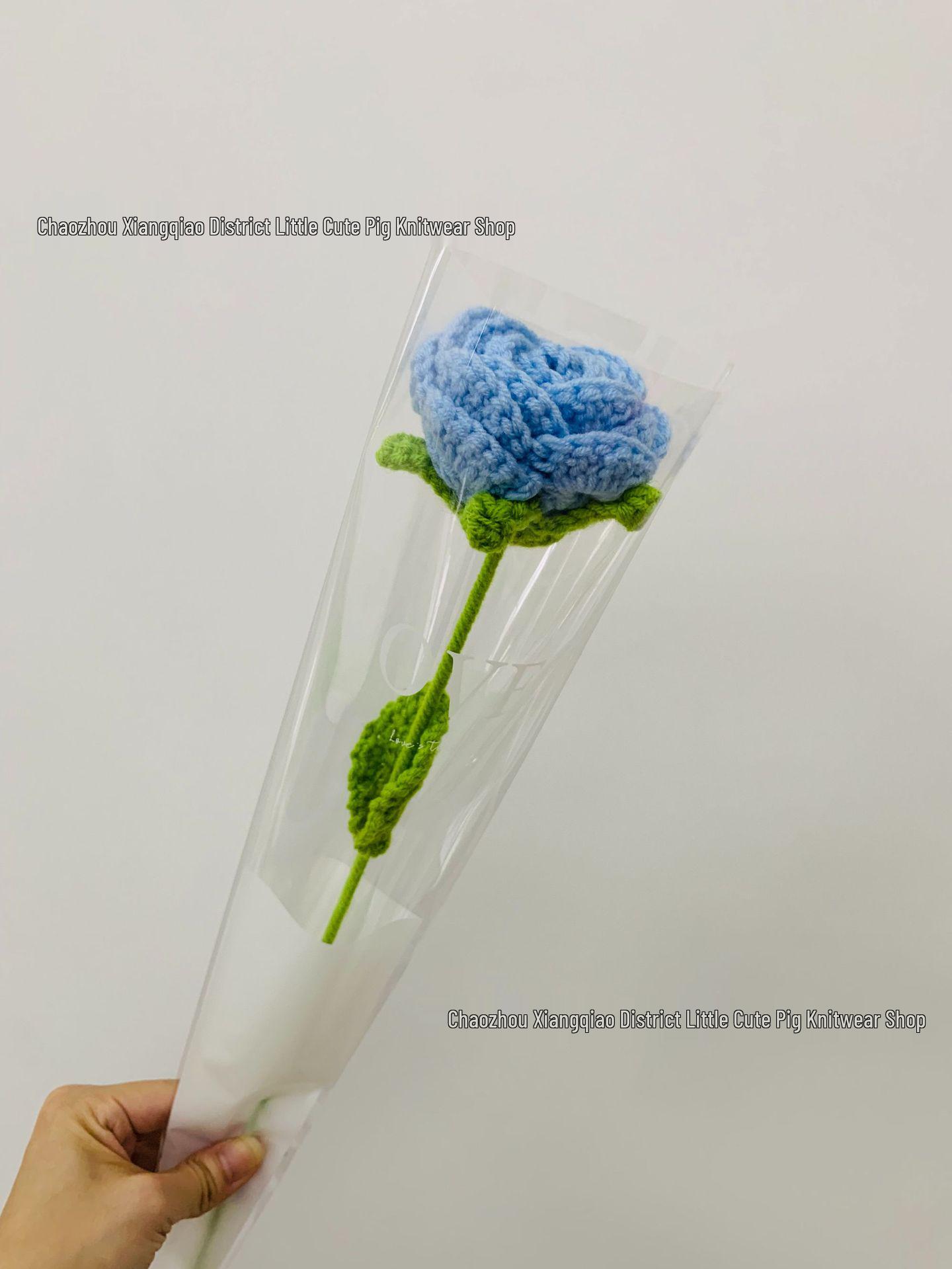 Hand-Knitted Gradient Rose Crochet Bouquet - Preserved Artificial Flowers Valentine s Gift
