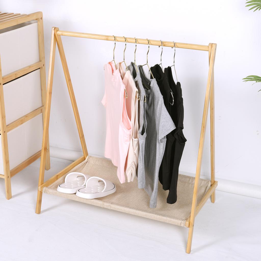 Wood Garment Rack Foldable Wardrobe Storage Rack Clothing Storage Organizer Shelves for Hanging Clothes Coats Skirts Shoes Bags