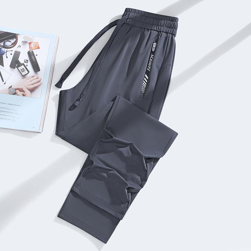Men's Thin Ice Silk Summer Joggers: Breathable, Quick-Drying, Sun-Protective Running and Sports Pants for Outdoor Activities