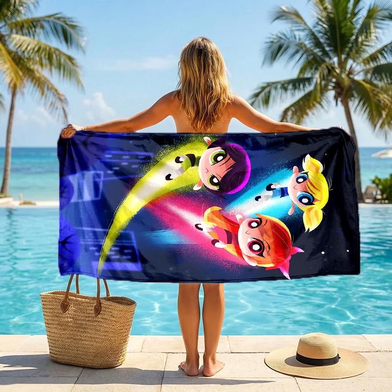 Powerpuff Fashion Beach Towel: Ideal for Summer Adventures Soft, Absorbent and Quick Drying Suitable for Swimming and Bathing