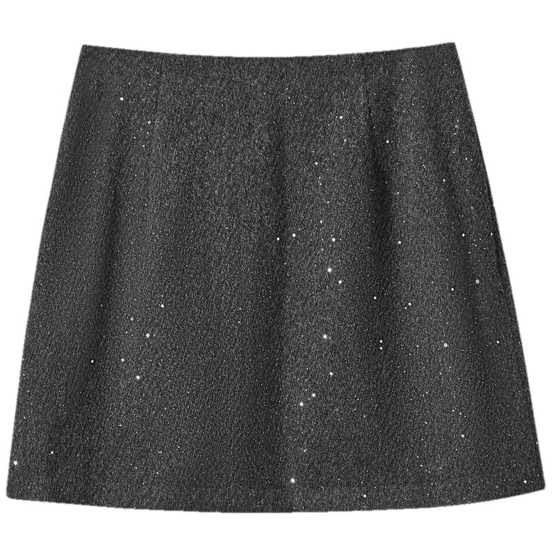 TonLion Women's Glitter High-Waist Straight Skirt