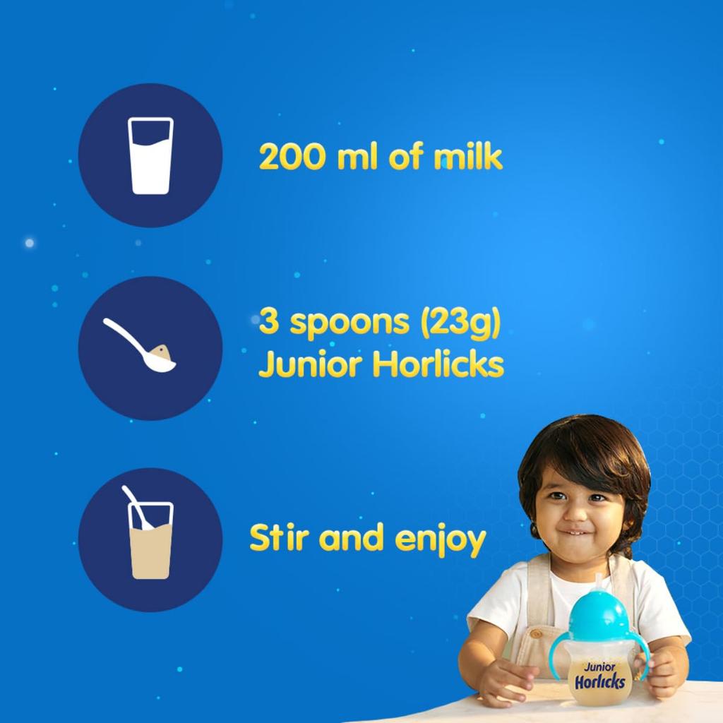 Horlicks Junior Chocolate Flavour Health Drink for Toddlers 500 G Jar Brain Growth Immunity