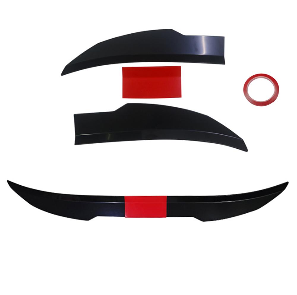 Universal Adjustable Car Rear Trunk Spoiler Lip Roof Tail Wing Glossy Black+ Red