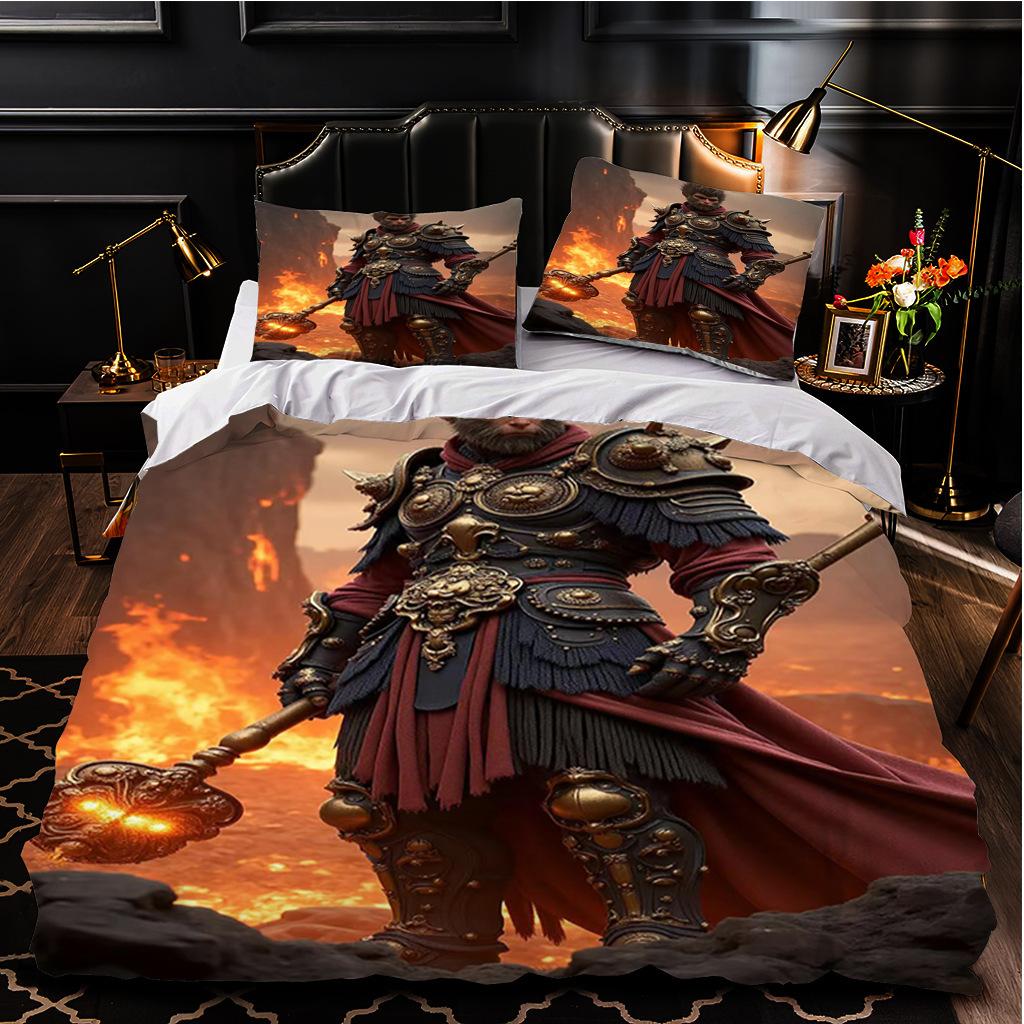 Black Myth Wukong Series Bedding Three-Piece Home Textile 3D Digital Printing