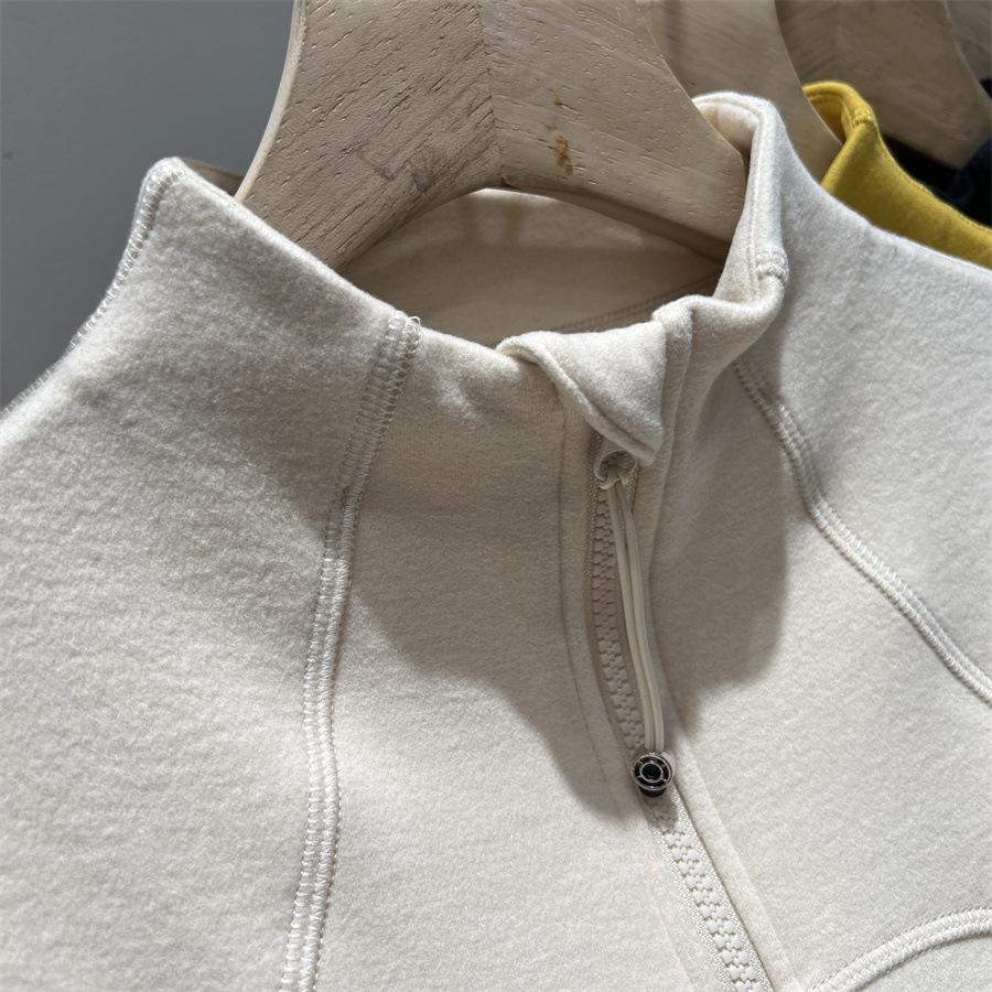 Women's Slim Fit Long Sleeve Thermal T-Shirt, Half-High Collar, Double-Sided Fleece, Double Zipper, Autumn/Winter 2025.