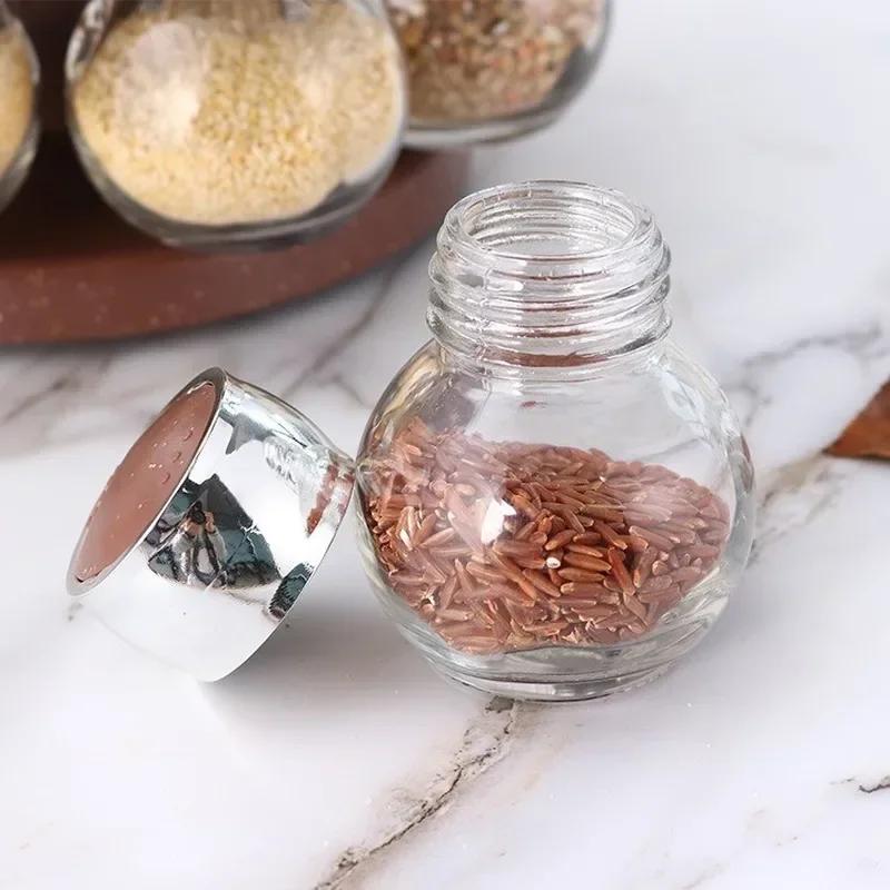 Rotating12Pcs Condiment Set Spice Jar StorageBox HomeKitchen Cruet Condiment Bottle Coffee Sugar Seal Jar Container Rack
