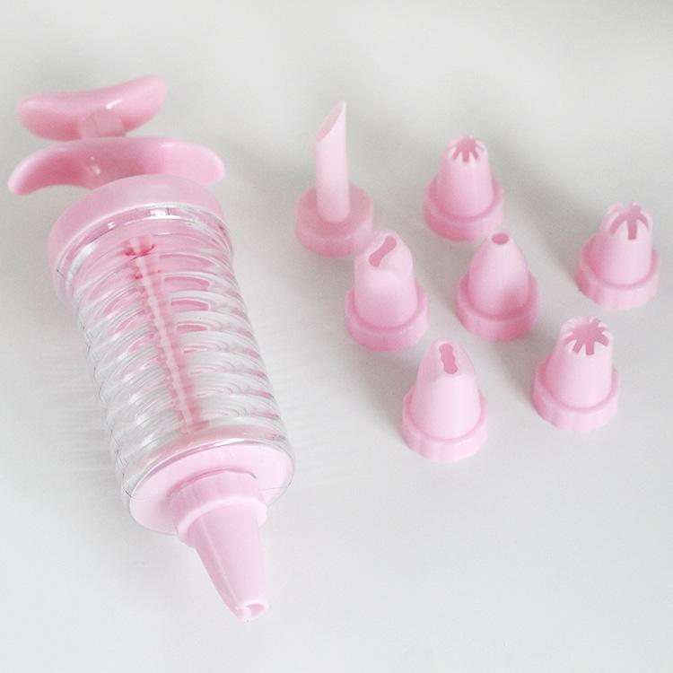 Cookie & Biscuit Decorating Gun with 8 Nozzles for Cream, Dough, and Puff Designs