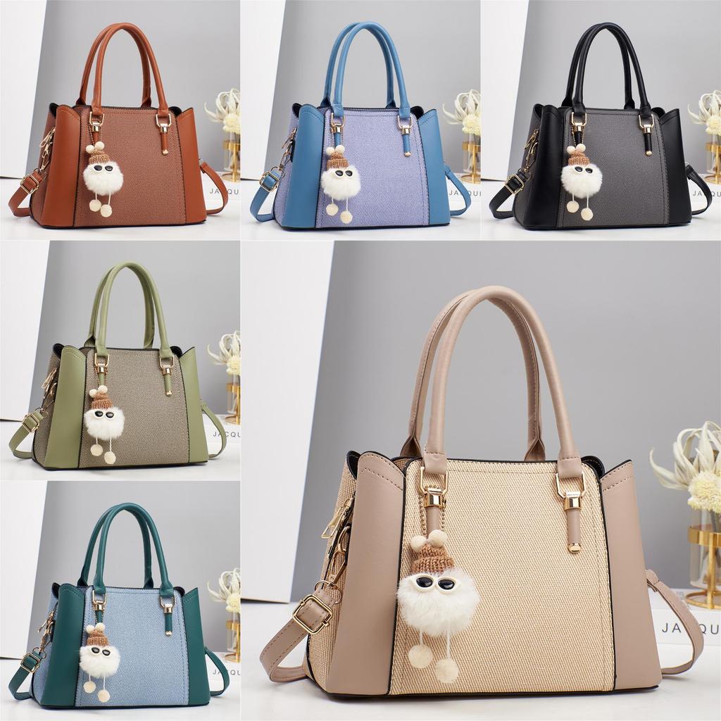Pu Multilayer Handbag With Contrast Splicing For Daily Casual Use