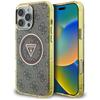 Guess Iml Metal Glitter 4G Circle Triangle Case for iPhone 16 Pro Brown