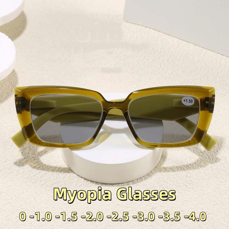 New Cat Eye Box Myopia Sunglasses Fashionable High-Definition Uv Resistant Glasses Optical Prescription Eyeglasses 0 To -4.0