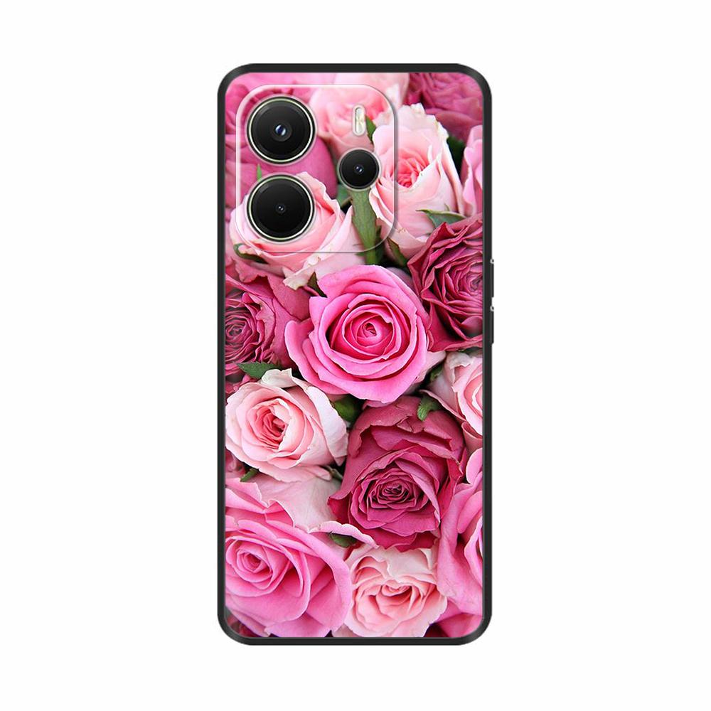 For Xiaomi Redmi Note 14 4G Case Luxury Painted Cover Black Silicone Phone Case For Redmi Note 14 Fundas note14 4G Soft Bumper