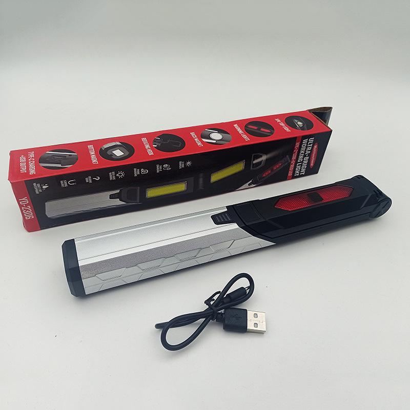 Folding Portable Handheld Work Light with Magnetic Hook and COB for Outdoor Inspection and Maintenance