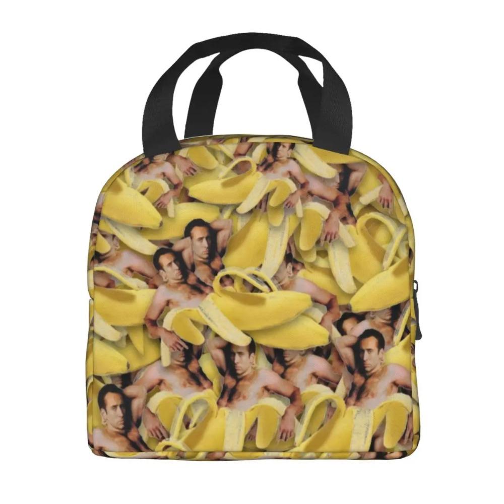 Custom Nicolas Cage Banana Resuable Lunch Box Women Leakproof Thermal Cooler Food Insulated Lunch Bag Kids School Children