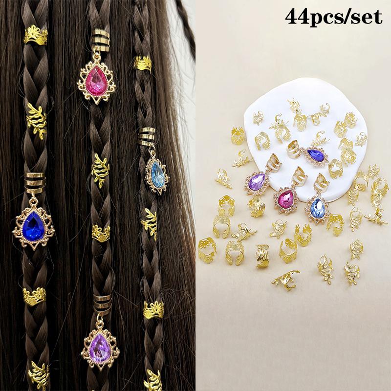 1Set Dreadlock Hair Rings Hair Jewelry Cuffs Clip Hair Braids Dirty Braids Bead Hippie Hairpin Accessories Headwear For Women