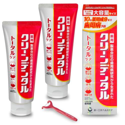 

[Set of 2 + Bonus Y-Shaped Floss (Individually Wrapped)] Large Capacity Clean Dental L Total Care 150g Value Pack (Set of 2)